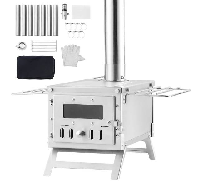 Nerūdijančio plieno kempingo krosnelė su vamzdžiais8