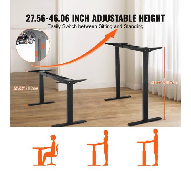 Elektrinis reguliuojamas stalo rėmas, juodas3