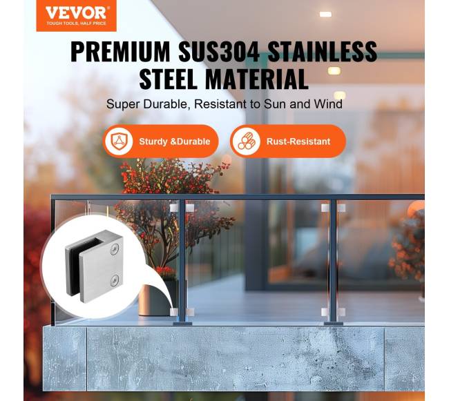 Stiklo laikikliai turėklams 4 vnt, 8-12 mm, sidabriniai1