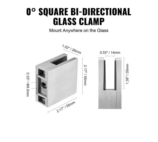 Stiklo laikikliai turėklams 4 vnt, 8-12 mm, sidabriniai4
