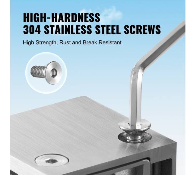 Stiklo laikikliai turėklams 4 vnt, 8-12 mm, sidabriniai5