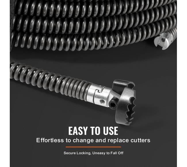 Drenažo valymo trosas 20m su 7 pjaustikliais4