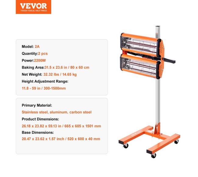 2200W infraraudonųjų spindulių lempa dažų džiovinimui6