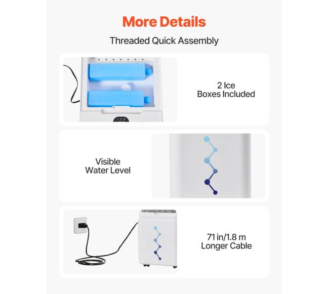 Garų oro vėsintuvas 9L su ledo dėžutėmis5