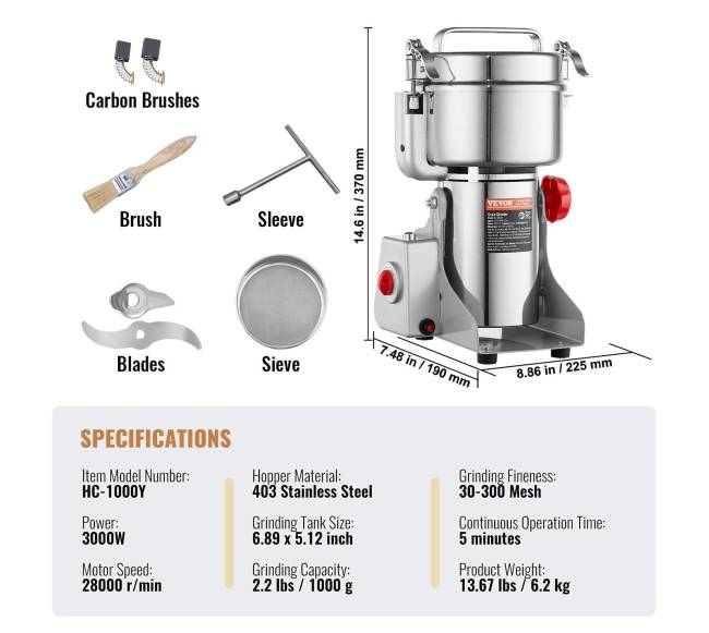 1000g pramoninis prieskonių malūnas elektrinis6