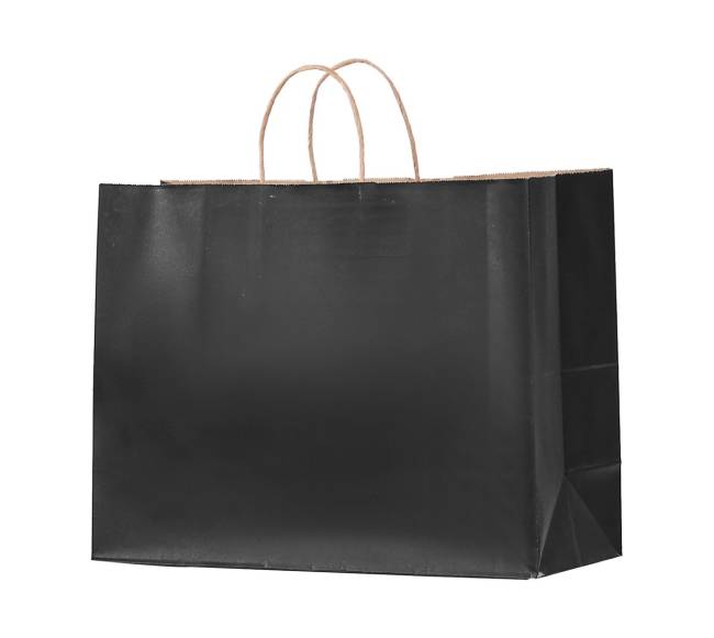 Juodi kraft popieriniai maišeliai su rankenėlėmis, 100 vnt10