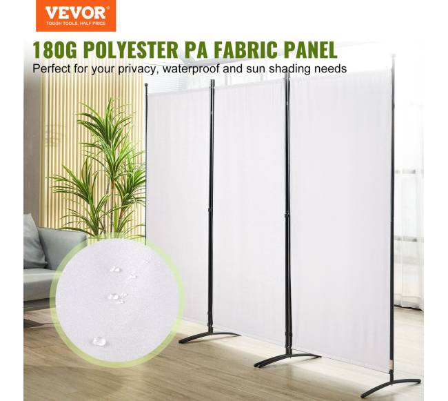 Kambario pertvara su medžiaga, 3 panelių, baltas1