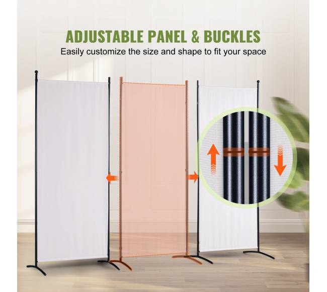 Kambario pertvara su medžiaga, 3 panelių, baltas3