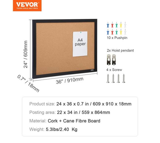 Kamštinė lenta 60x90 cm su segtukų rėmu6