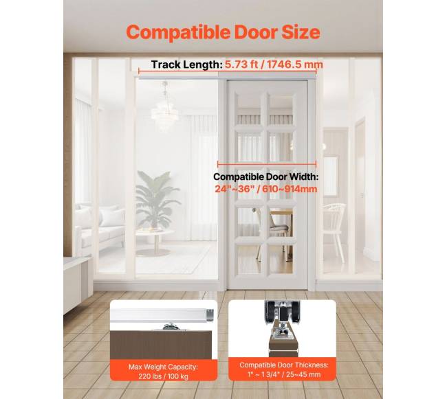 6 pėdų slankiojančių durų bėgių sistema 3 ratukai1