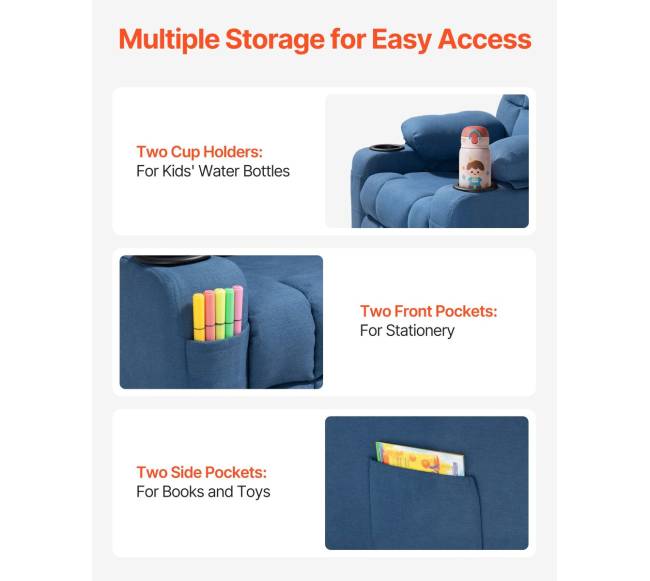 Vaikiška atlošiama kėdė su laikikliais ir kišenėmis5