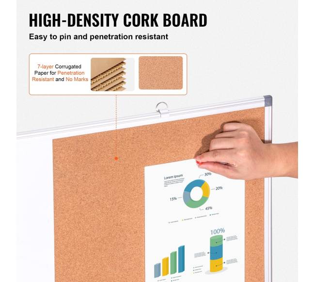 Baltos ir kamštinės lentos derinys su aliuminio rėmu3