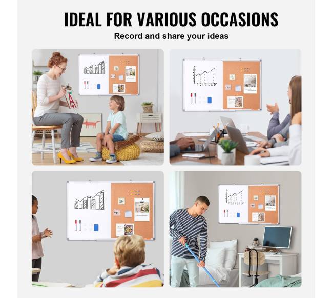 Baltos ir kamštinės lentos derinys su aliuminio rėmu5