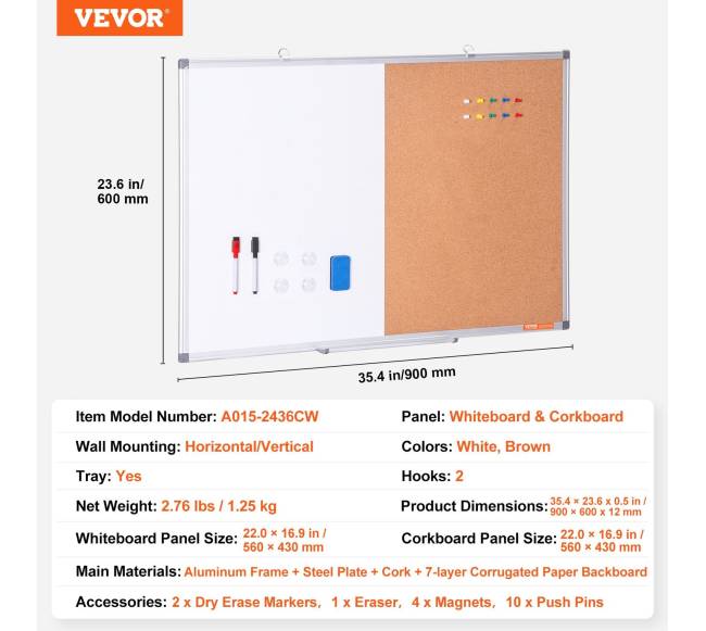 Baltos ir kamštinės lentos derinys su aliuminio rėmu6