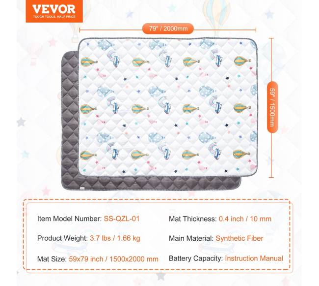 Minkštas vaikų kilimėlis žaidimams 150x200 cm6