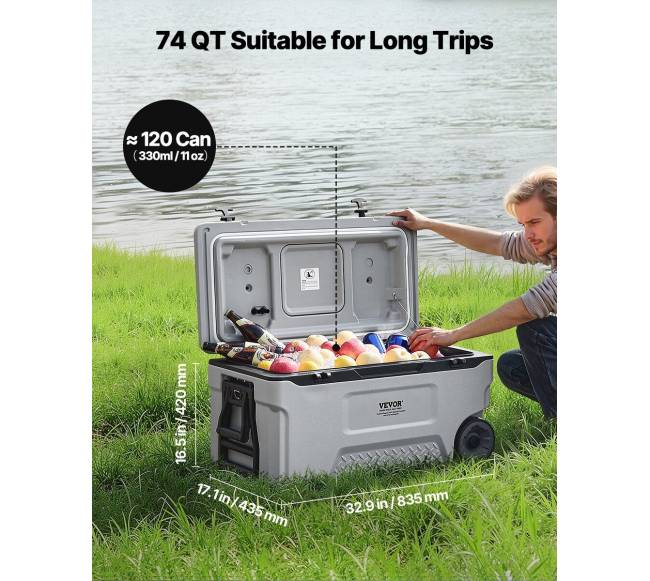 Nešiojamas šaldytuvas su ratukais, 74 l1