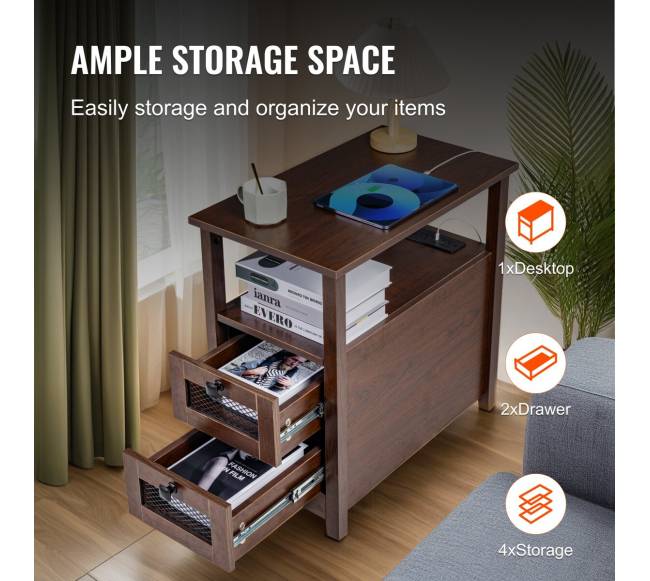 Siauras naktinis staliukas su USB jungtimis3