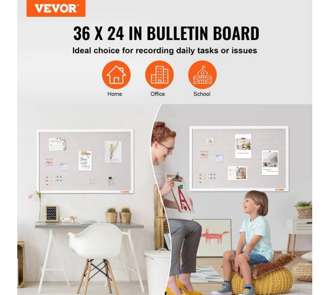 90x60 cm sieninis skelbimų lenta su lininio paviršiumi1