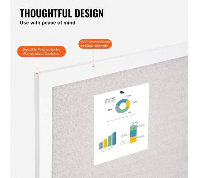 90x60 cm sieninis skelbimų lenta su lininio paviršiumi4