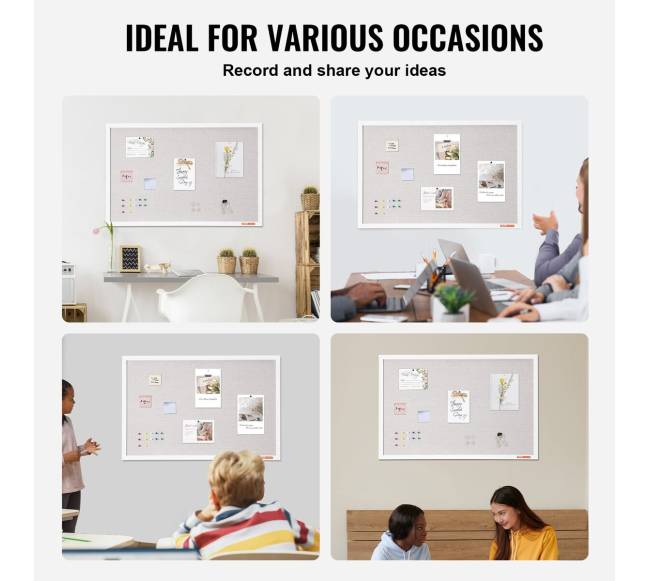 90x60 cm sieninis skelbimų lenta su lininio paviršiumi5