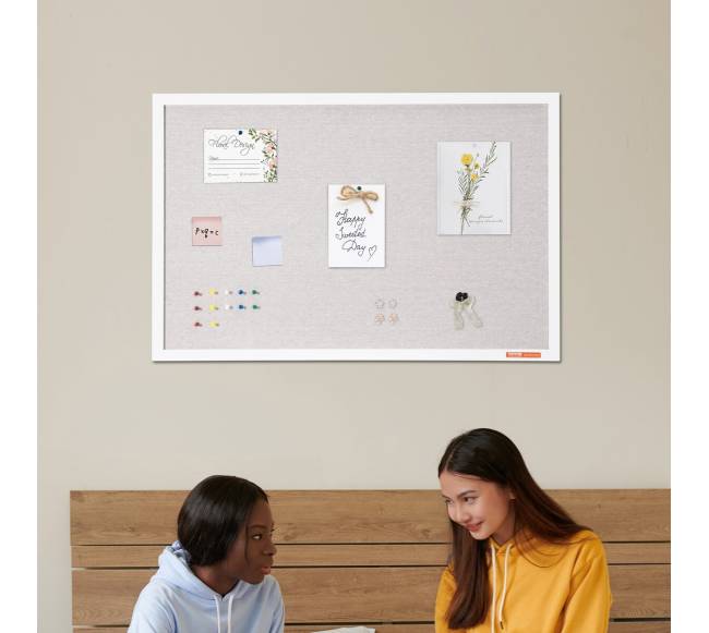 90x60 cm sieninis skelbimų lenta su lininio paviršiumi7