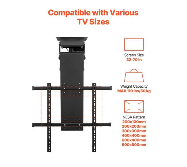 Variklinis lubinis TV laikiklis 32-70 colių ekranui2