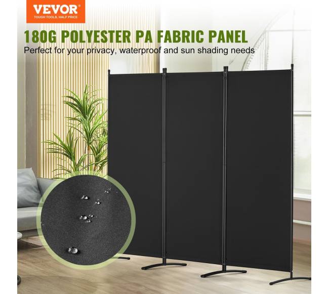 3 dalių juodas kambario pertvara1