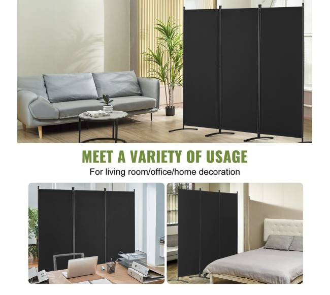 3 dalių juodas kambario pertvara5