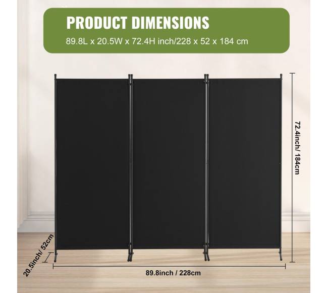 3 dalių juodas kambario pertvara6