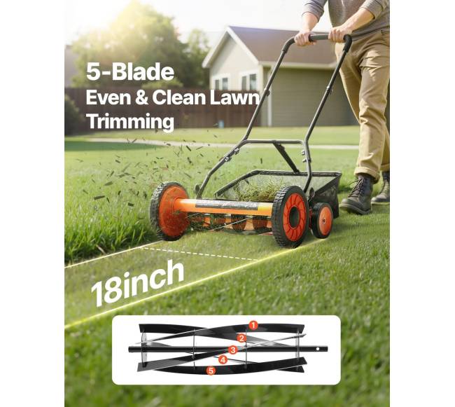 45 cm rankinė vejapjovė su žolės rinktuvu1