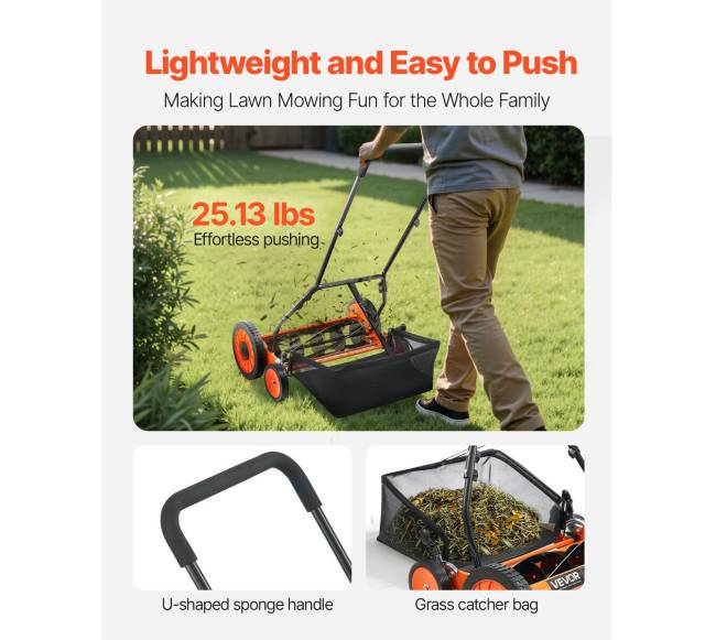 45 cm rankinė vejapjovė su žolės rinktuvu4