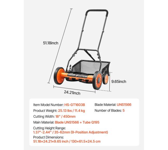 45 cm rankinė vejapjovė su žolės rinktuvu6