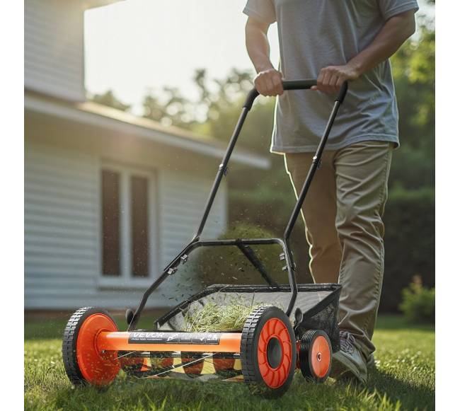 45 cm rankinė vejapjovė su žolės rinktuvu7