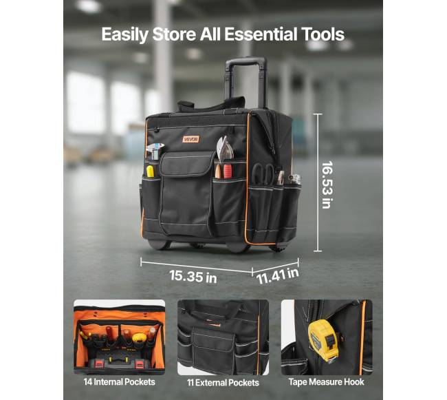 Riedanti įrankių krepšys 25 kišenės1