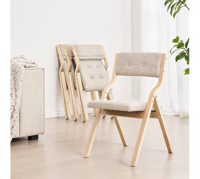 Medinės sulankstomos kėdės su paminkštinta sėdyne, 2 vnt.7