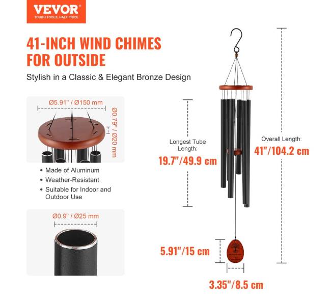 Lauko vėjo varpeliai, 1042 mm, išskirtinai gilūs tonai1