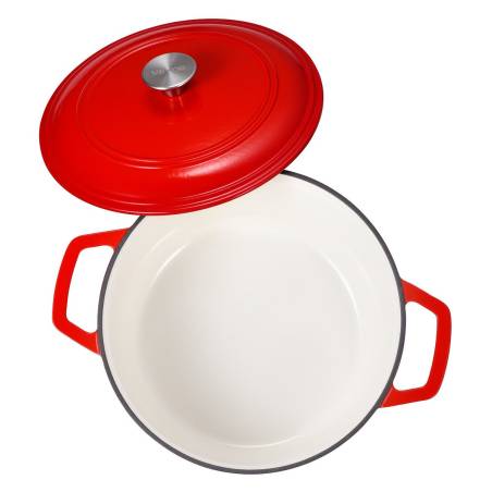 Raudonas emaliuotas ketaus troškintuvas0