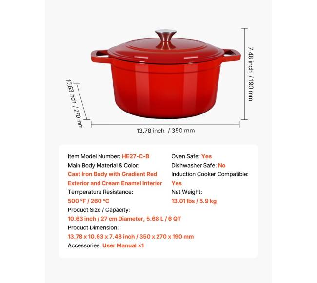 Raudonas emaliuotas ketaus troškintuvas6