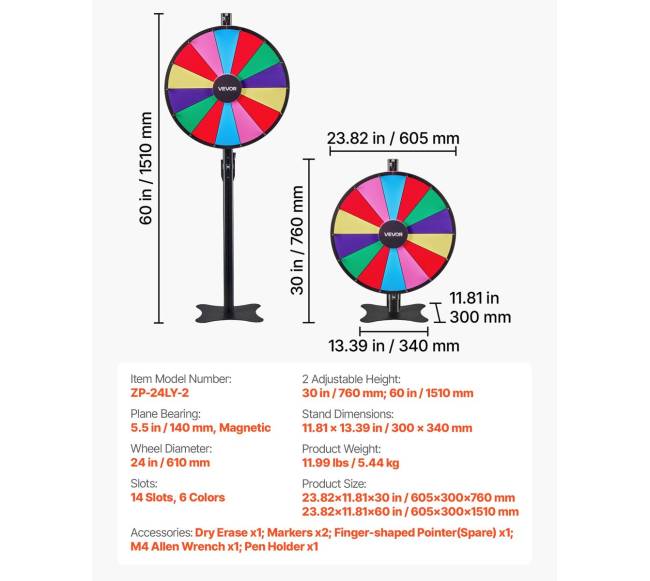 610 mm sukamasis prizų ratas su stovu6
