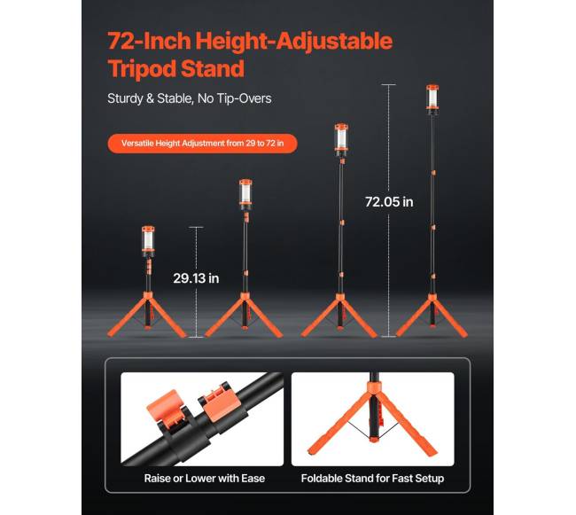 LED darbo šviestuvas su stovu ir pakraunama baterija3