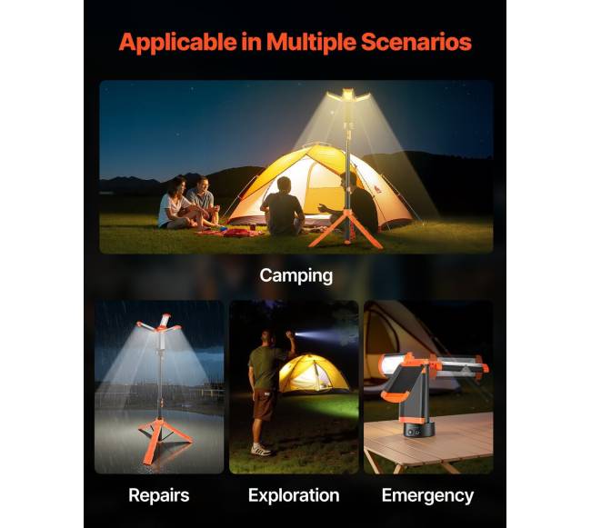 LED darbo šviestuvas su stovu ir pakraunama baterija5