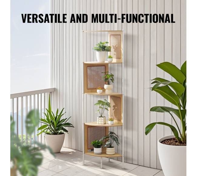 Kampinė lentyna su ramentu iš bambuko6