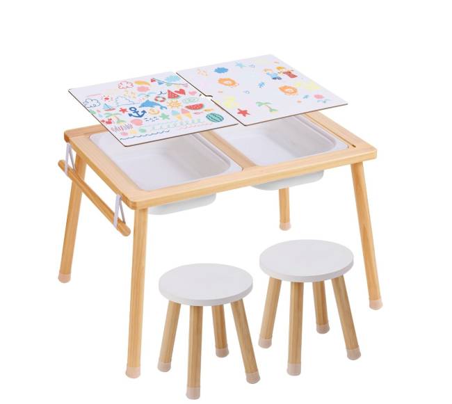 Vaikų sensorinis stalas ir kėdė su dėžutėmis0