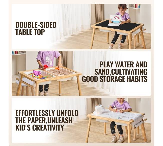 Vaikų sensorinis stalas ir kėdė su dėžutėmis2