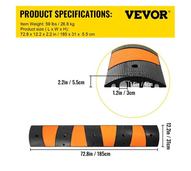 Guminė greičio ribojimo kalnelė, dviejų kanalų6