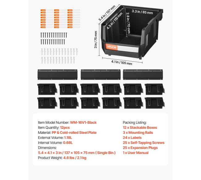 Sieniniai laikymo konteineriai, 12 plastikiniai6