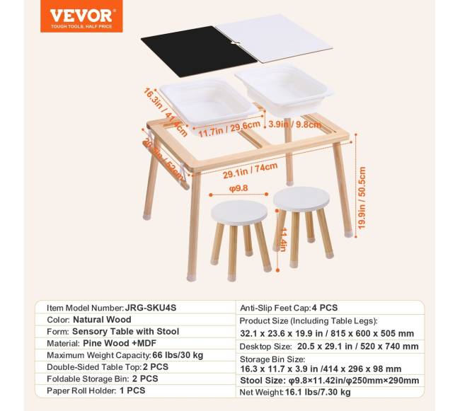 Vaikų sensorinis stalas ir kėdė su dėžutėmis6