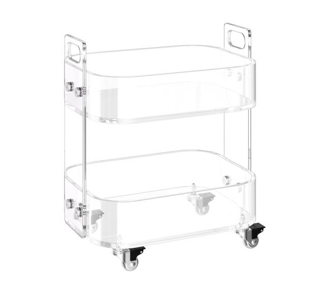 Akrilinė staliukas su ratukais, 2 aukštai0