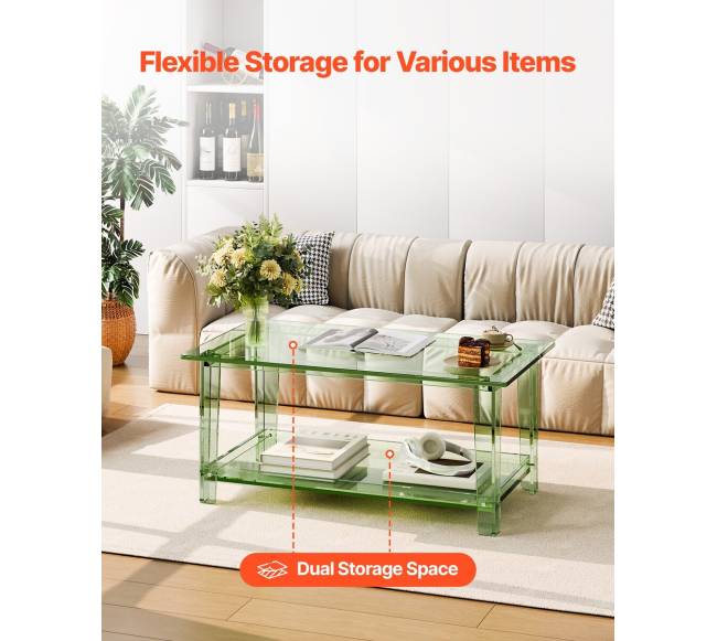 Akrilinė kavos staliukas su lentynėle3