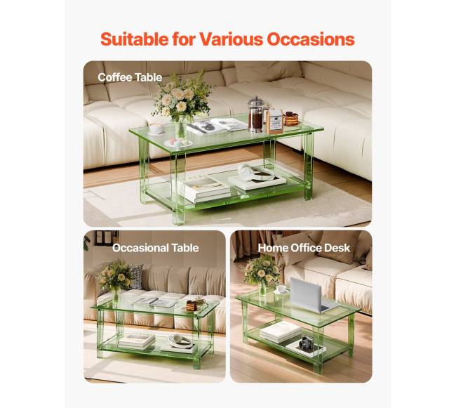 Akrilinė kavos staliukas su lentynėle5